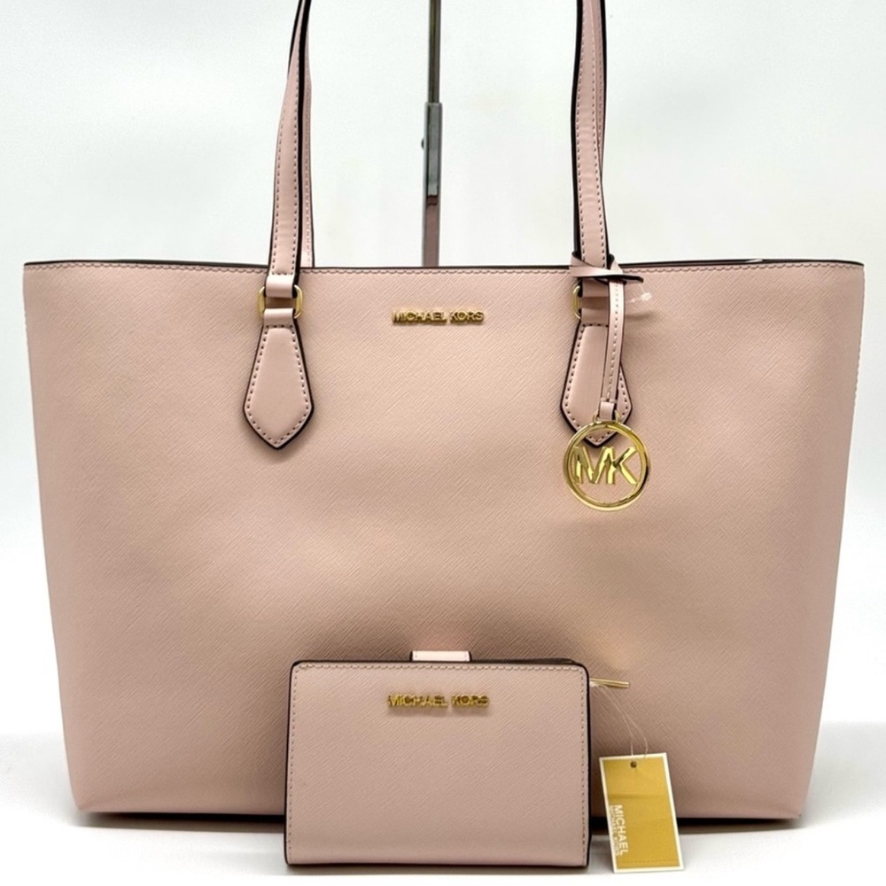 Michael Kors Sheila Large Logo Tote Bag & Matching Bifold Wallet Powder Blush - Picture 1 of 14